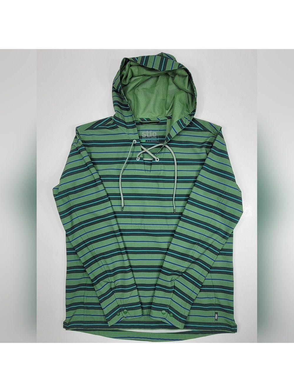 Stio CFS Sun Hoodie Anorack Pullover Performance Jacket Green Blue Men's Small
